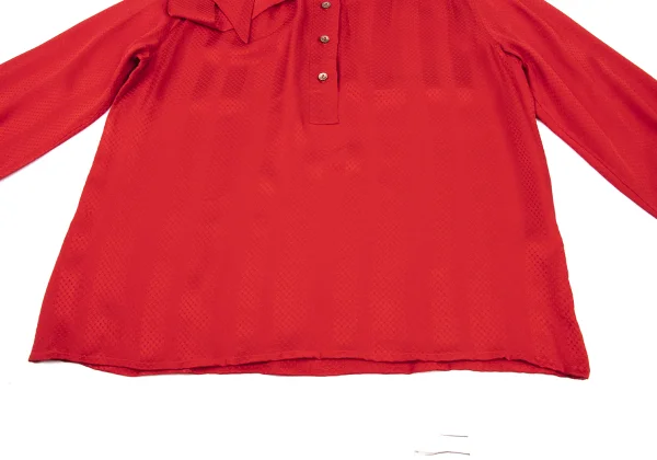 Yves Saint Laurent×ALPHA CUBIC Silk Ribbon-neck Dot Jacquard Blouse K-175197_012