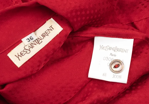 Yves Saint Laurent×ALPHA CUBIC Silk Ribbon-neck Dot Jacquard Blouse K-175197_015