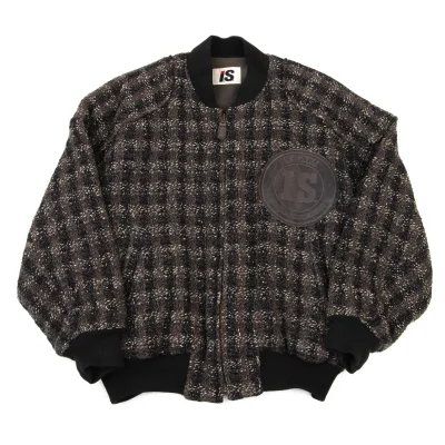 ISSEY MIYAKE I.S. Logo Leather Patch Tweed Blouson