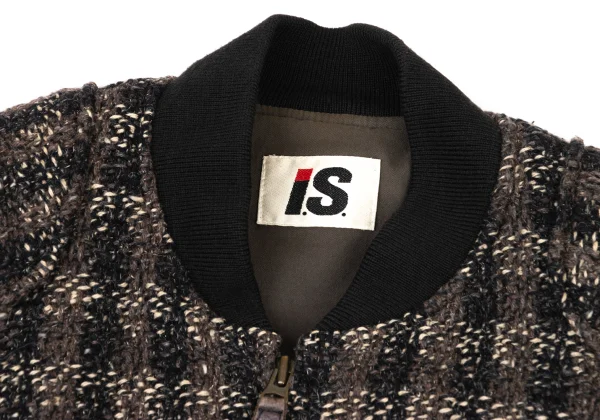 ISSEY MIYAKE I.S. Logo Leather Patch Tweed Blouson K-175198_003