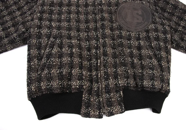 ISSEY MIYAKE I.S. Logo Leather Patch Tweed Blouson K-175198_010