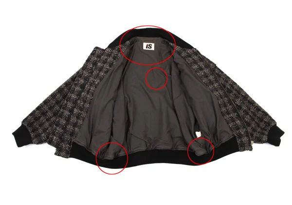 ISSEY MIYAKE I.S. Logo Leather Patch Tweed Blouson K-175198_011