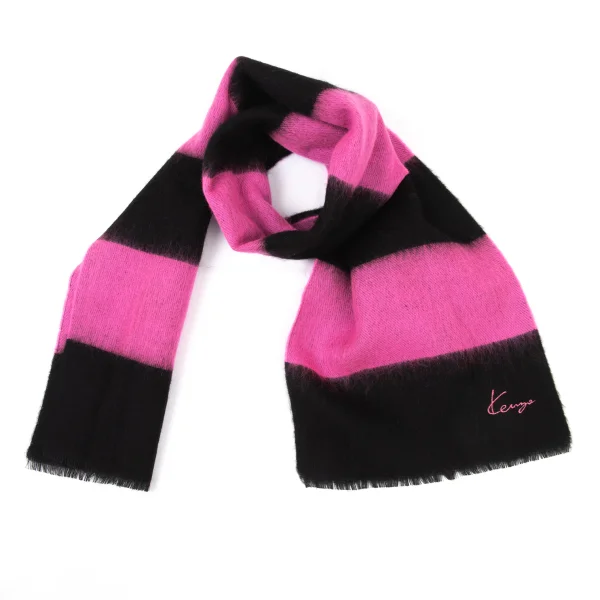 KENZO Wool Striped Stole Pink,Black  K-175199_001