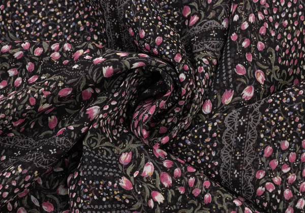 Yohji Yamamoto NOIR Floral Layered Poly Skirt K-175212_015