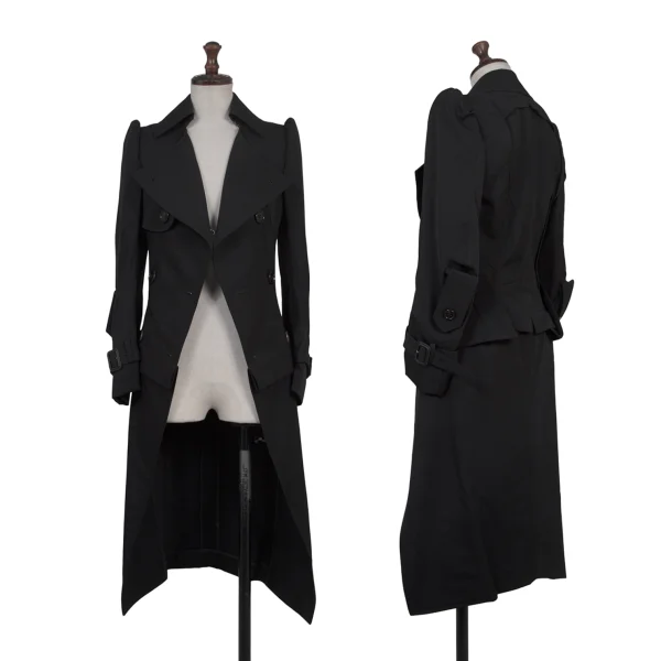 JUNYA WATANABE COMME des GARCONS Reconstructed Wool Long Trench Jacket Black SS K-175213_001