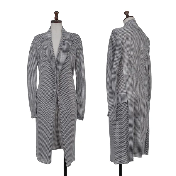 JUNYA WATANABE COMME des GARCONS Houndstooth Chiffon Long Jacket White,Black M K-175215_001