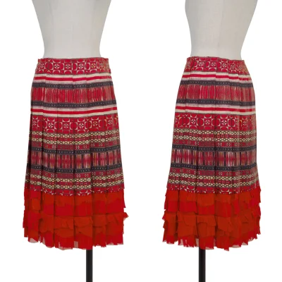 COMME des GARCONS Layered Geometric Print Pleated Skirt