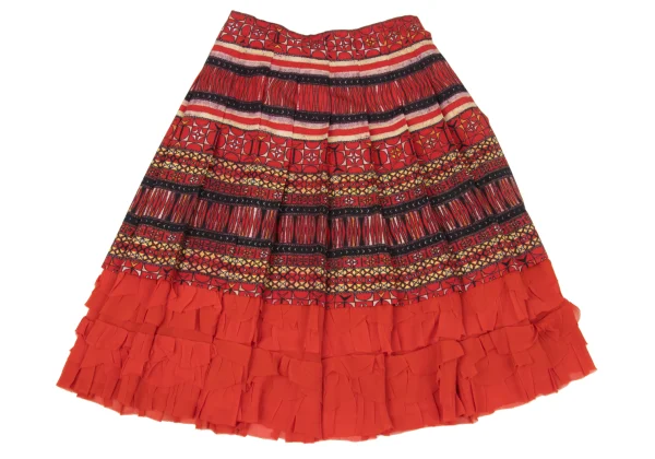 COMME des GARCONS Layered Geometric Print Pleated Skirt K-175216_002