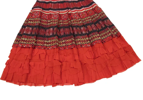 COMME des GARCONS Layered Geometric Print Pleated Skirt K-175216_005