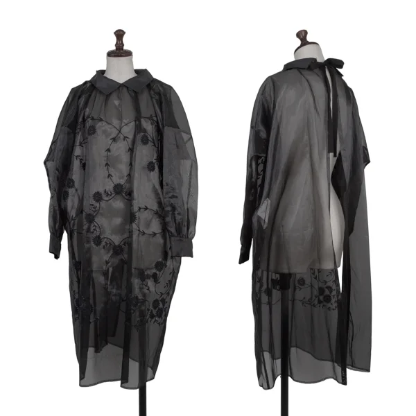 tricot COMME des GARCONS Floral Embroidery Poly Sheer Back Open Dress Black S K-175223_001