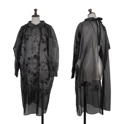 tricot COMME des GARCONS Floral Embroidery Poly Sheer Back Open Dress