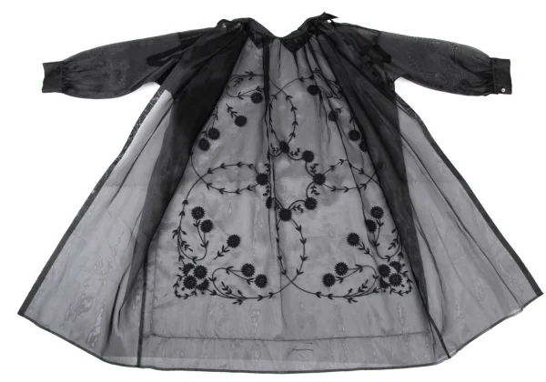 tricot COMME des GARCONS Floral Embroidery Poly Sheer Back Open Dress K-175223_011