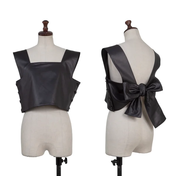 tao Back Ribbon Coating Cropped Vest Black XS-S K-175233_001
