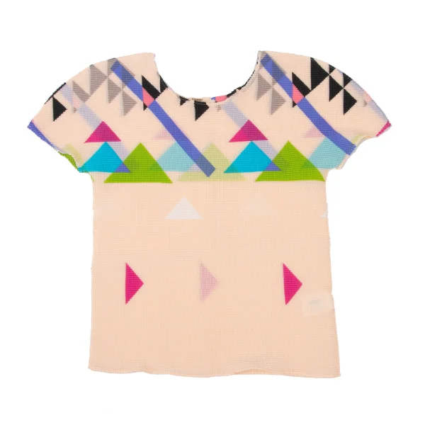ISSEY MIYAKE me Geometric Printed Stretch Pleats T Shirt K-175236_002