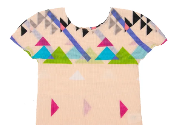 ISSEY MIYAKE me Geometric Printed Stretch Pleats T Shirt K-175236_003