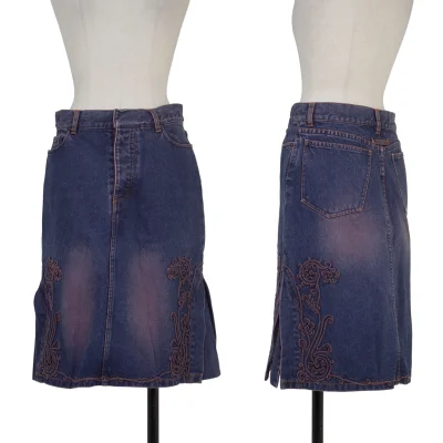 JPG by GAULTIER Floral Cord Embroidery Denim Skirt