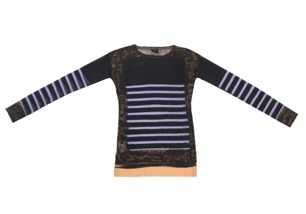 Jean Paul GAULTIER FEMME Stripe Graphic Mesh Long Sleeve Top K-175242_002