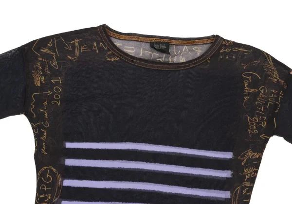 Jean Paul GAULTIER FEMME Stripe Graphic Mesh Long Sleeve Top K-175242_003