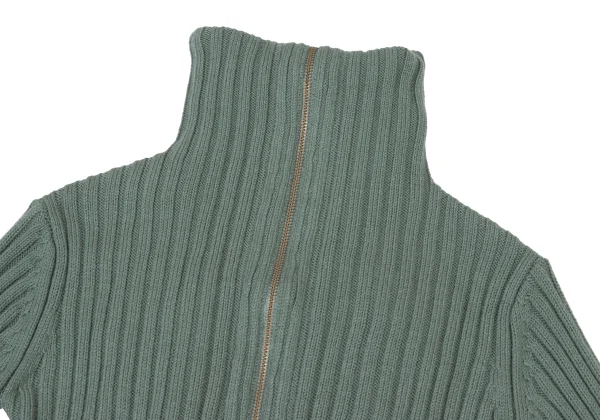 Jean Paul GAULTIER FEMME Wool Acrylic Layered Switching Design Rib Zip Knit Top K-175243_003