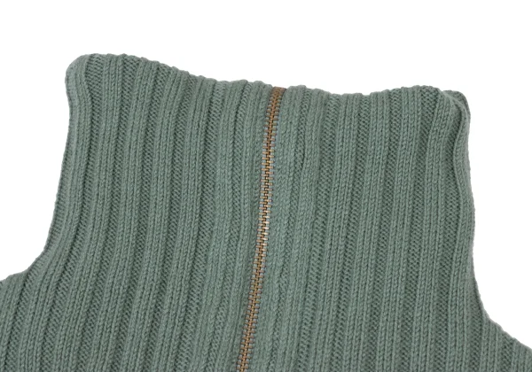 Jean Paul GAULTIER FEMME Wool Acrylic Layered Switching Design Rib Zip Knit Top K-175243_004
