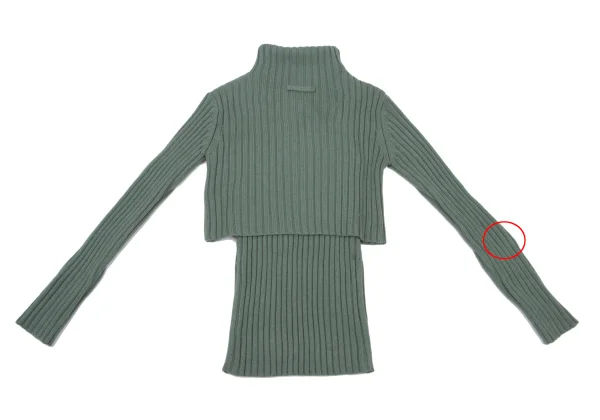 Jean Paul GAULTIER FEMME Wool Acrylic Layered Switching Design Rib Zip Knit Top K-175243_012