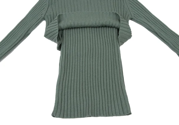 Jean Paul GAULTIER FEMME Wool Acrylic Layered Switching Design Rib Zip Knit Top K-175243_015