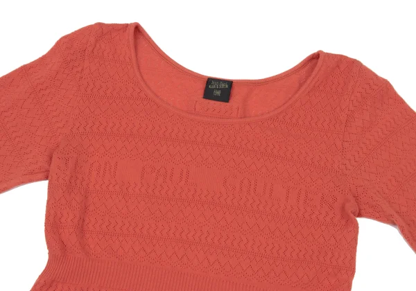 Jean Paul GAULTIER FEMME Cotton Logo Mesh Knit Top K-175244_003