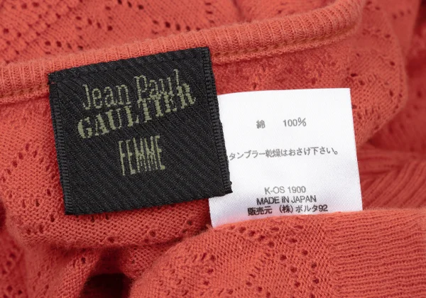 Jean Paul GAULTIER FEMME Cotton Logo Mesh Knit Top K-175244_017
