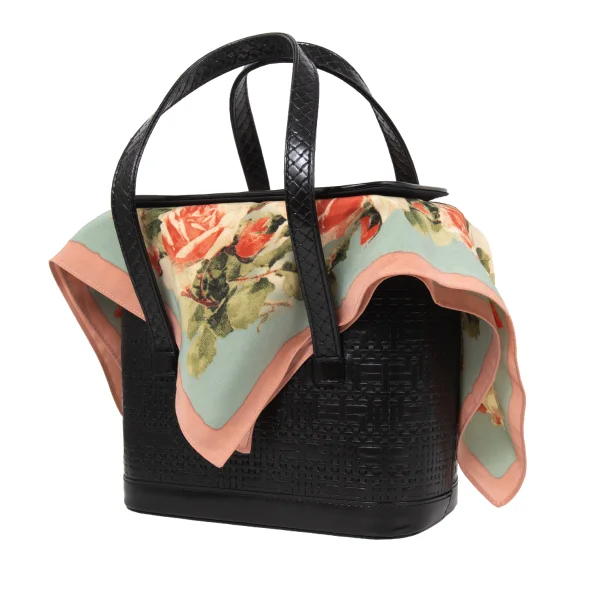 Jean Paul GAULTIER Emboss Design Scarf Sandwiched Bag Black  K-175246_001