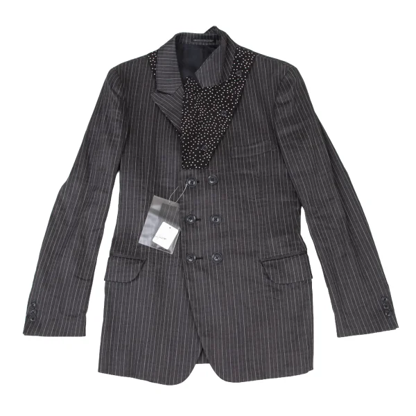 Yohji Yamamoto POUR HOMME Linen Blended Stripe Jacket Grey 1 K-175248_001