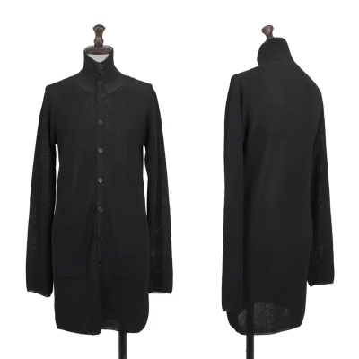 Y's Stand Collar Mesh Long Knit Cardigan