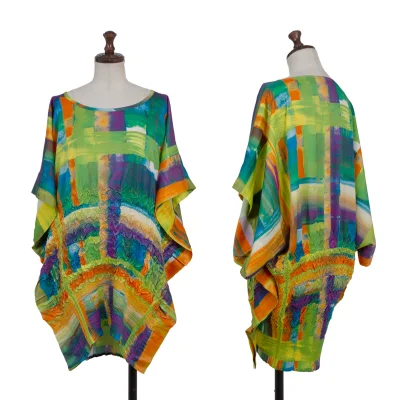 ISSEY MIYAKE Colorful Graphic Print Wrinkle Pleated Top