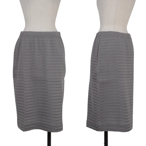ISSEY MIYAKE Wool Blended Wave Pleats Skirt Grey 2 K-175256_001