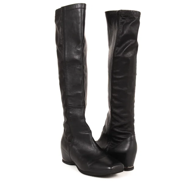 ISSEY MIYAKE Switching Leather Long Boots Black 25 (US About 8) K-175266_001
