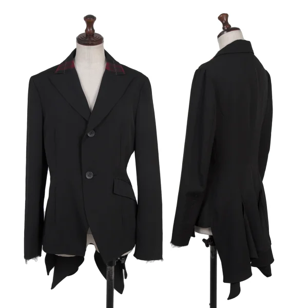Yohji Yamamoto NOIR Wool Gaba Switching Collar Jacket Black 1 K-175268_001