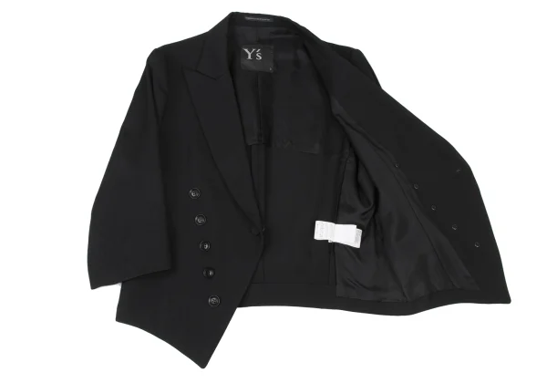 Y's Wool Gabardine Button Detail Spencer Jacket K-175270_010
