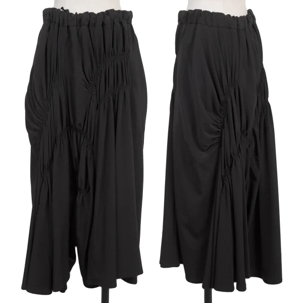 Y's.... Gathered Design Wide Cropped Pants Black 2 K-175271_001