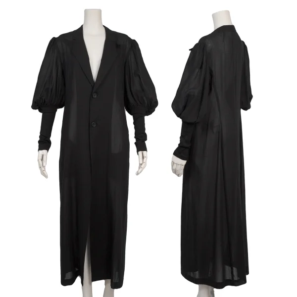 Yohji Yamamoto collections Arm Covers Sheer Cotton Balloon Sleeve Coat  Black 1 K-175272_001