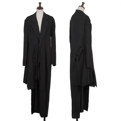 Yohji Yamamoto collections Side Layered Tuck Asymmetrical Long Jacket