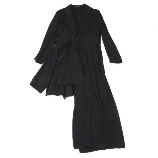 Yohji Yamamoto collections Side Layered Tuck Asymmetrical Long Jacket K-175273_002