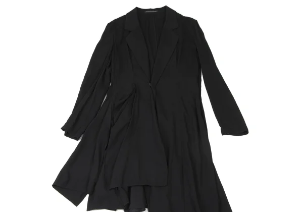 Yohji Yamamoto collections Side Layered Tuck Asymmetrical Long Jacket K-175273_003