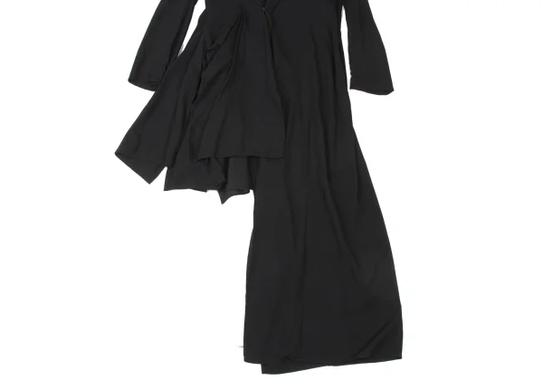 Yohji Yamamoto collections Side Layered Tuck Asymmetrical Long Jacket K-175273_007