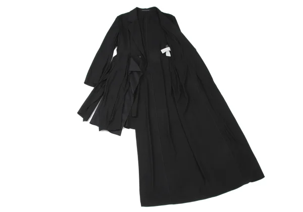 Yohji Yamamoto collections Side Layered Tuck Asymmetrical Long Jacket K-175273_011