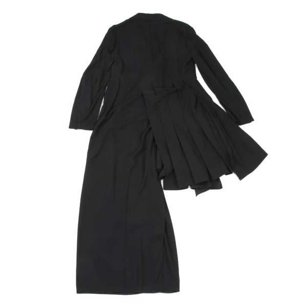Yohji Yamamoto collections Side Layered Tuck Asymmetrical Long Jacket K-175273_013