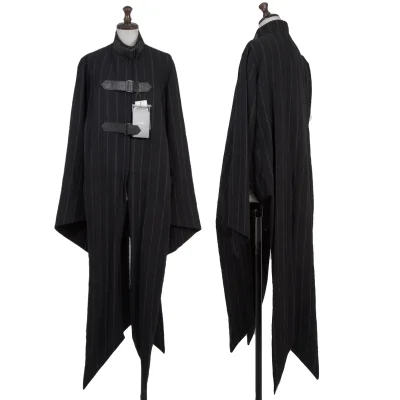 LIMI feu Cotton Blend Belted Slits Long Striped Coat 