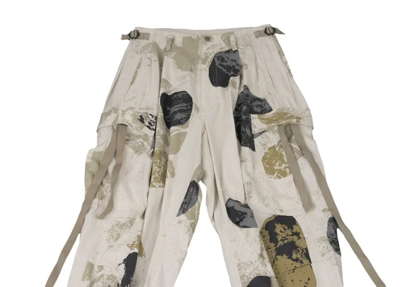 Y's Cotton Linen Poplin Pigment-Print Cargo Pants K-175285_002