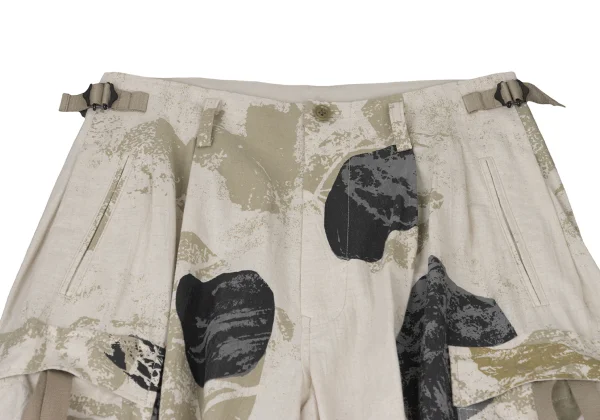 Y's Cotton Linen Poplin Pigment-Print Cargo Pants K-175285_003