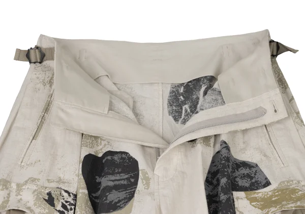 Y's Cotton Linen Poplin Pigment-Print Cargo Pants K-175285_007