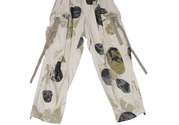 Y's Cotton Linen Poplin Pigment-Print Cargo Pants K-175285_008