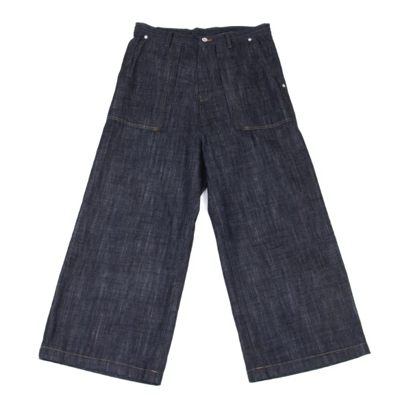 Y's Vinyl Patch Wide Denim Pants  Indigo 1 K-175286_001